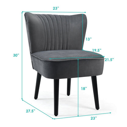 Set of 2 Modern Armless Upholstered Accent Chairs in Grey