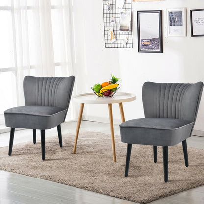 Set of 2 Modern Armless Upholstered Accent Chairs in Grey