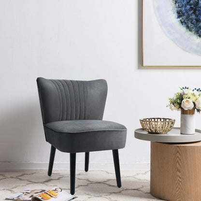 Set of 2 Modern Armless Upholstered Accent Chairs in Grey