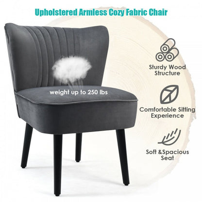Set of 2 Modern Armless Upholstered Accent Chairs in Grey
