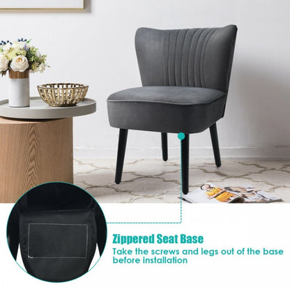 Set of 2 Modern Armless Upholstered Accent Chairs in Grey
