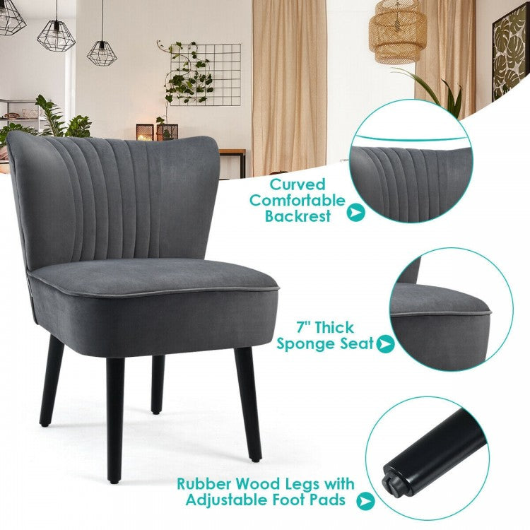 Set of 2 Modern Armless Upholstered Accent Chairs in Grey