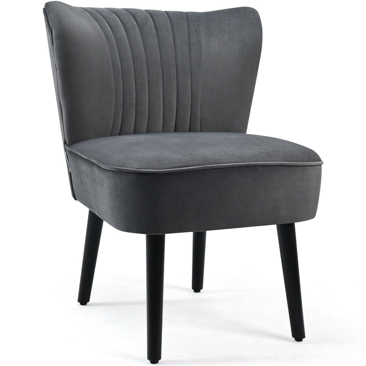 Set of 2 Modern Armless Upholstered Accent Chairs in Grey