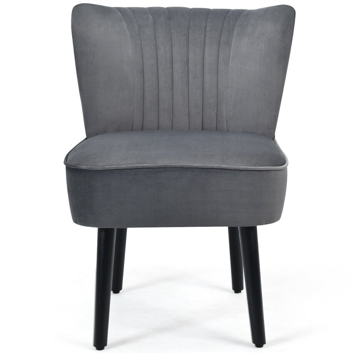 Set of 2 Modern Armless Upholstered Accent Chairs in Grey