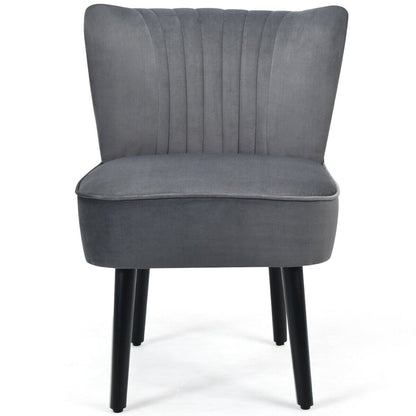 Set of 2 Modern Armless Upholstered Accent Chairs in Grey