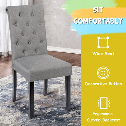 Set of 2 Modern Tufted Dining Chairs with Comfortable Cushioned Seat - Grey