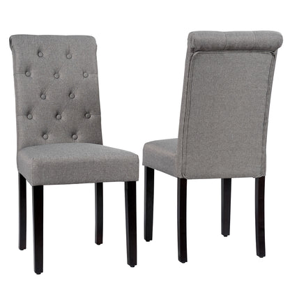 Set of 2 Modern Tufted Dining Chairs with Comfortable Cushioned Seat - Grey