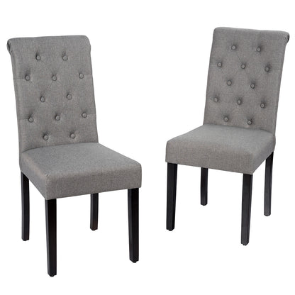 Set of 2 Modern Tufted Dining Chairs with Comfortable Cushioned Seat - Grey