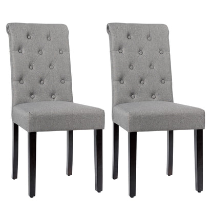 Set of 2 Modern Tufted Dining Chairs with Comfortable Cushioned Seat - Grey