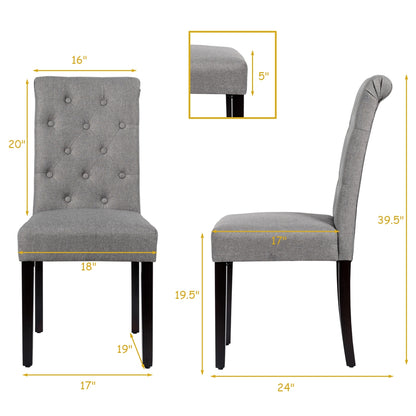 Set of 2 Modern Tufted Dining Chairs with Comfortable Cushioned Seat - Grey