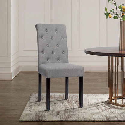 Set of 2 Modern Tufted Dining Chairs with Comfortable Cushioned Seat - Grey
