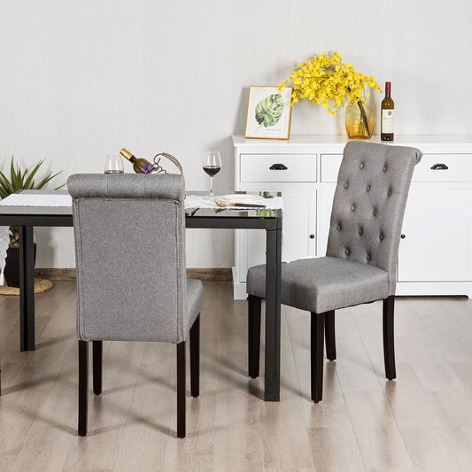 Set of 2 Modern Tufted Dining Chairs with Comfortable Cushioned Seat - Grey