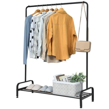 Modern Heavy-Duty Garment Rack with Hanging Bar and Lower Storage Shelf