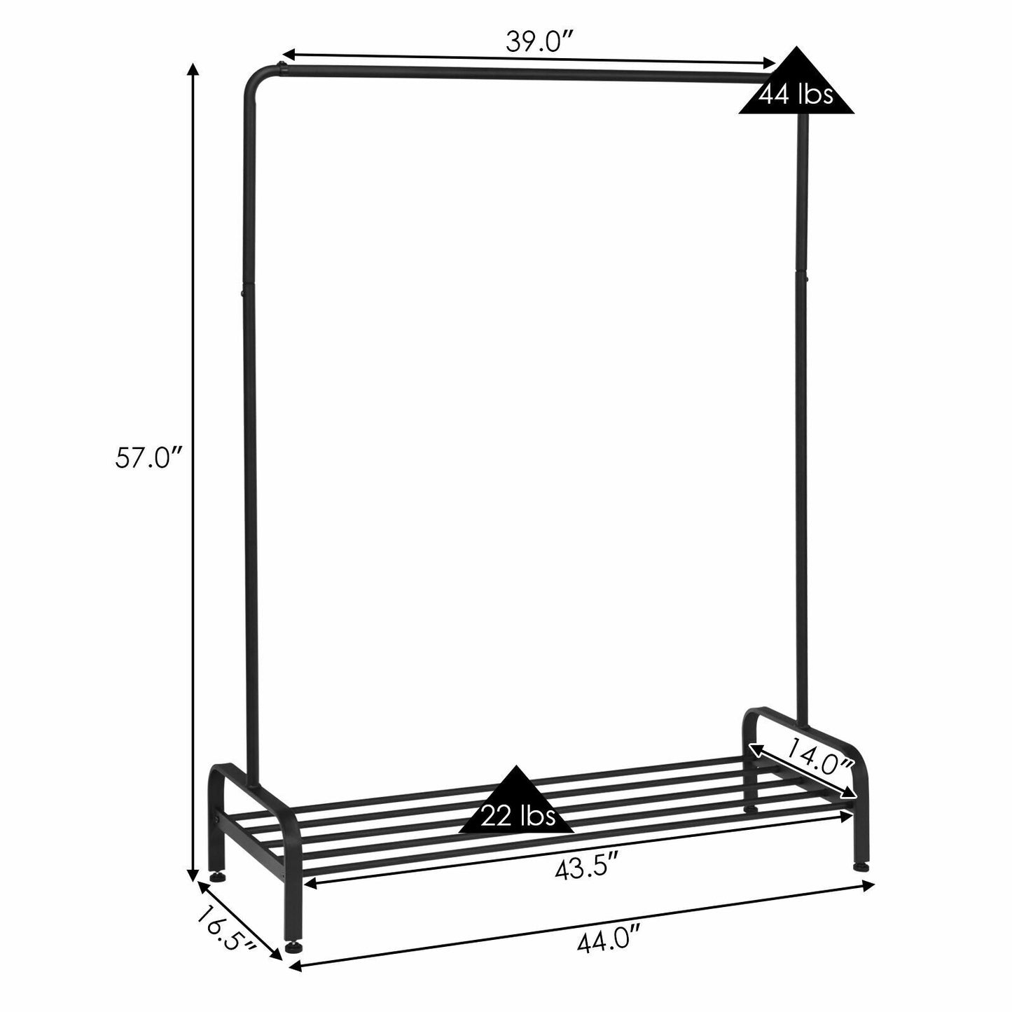 Modern Heavy-Duty Garment Rack with Hanging Bar and Lower Storage Shelf