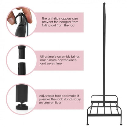 Modern Heavy-Duty Garment Rack with Hanging Bar and Lower Storage Shelf