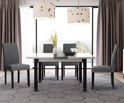 Set of 2 Stylish Upholstered Dining Chairs with Nailhead Accents - Grey
