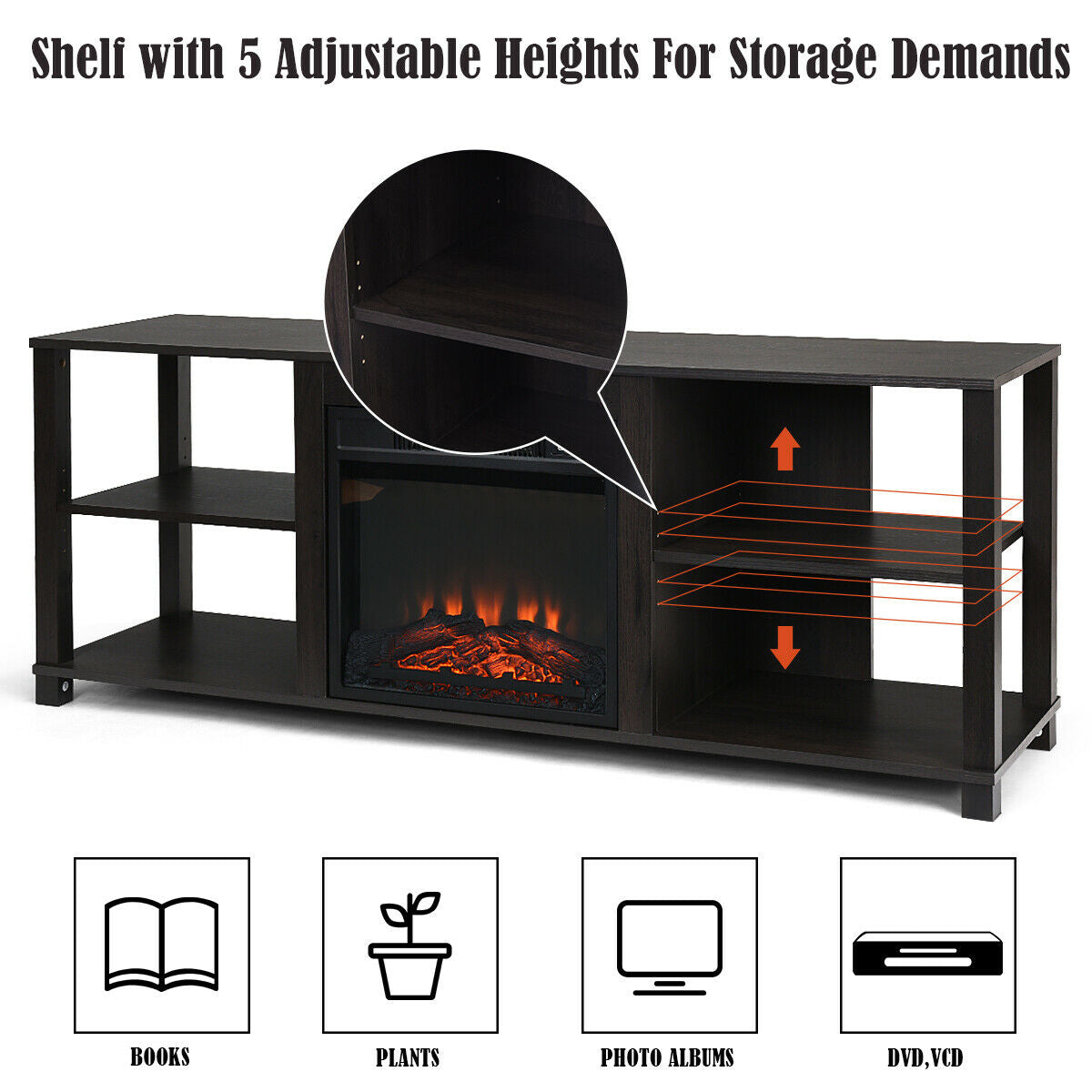 Versatile 2-Tier TV Storage Console with Customizable Shelving and Spacious Design