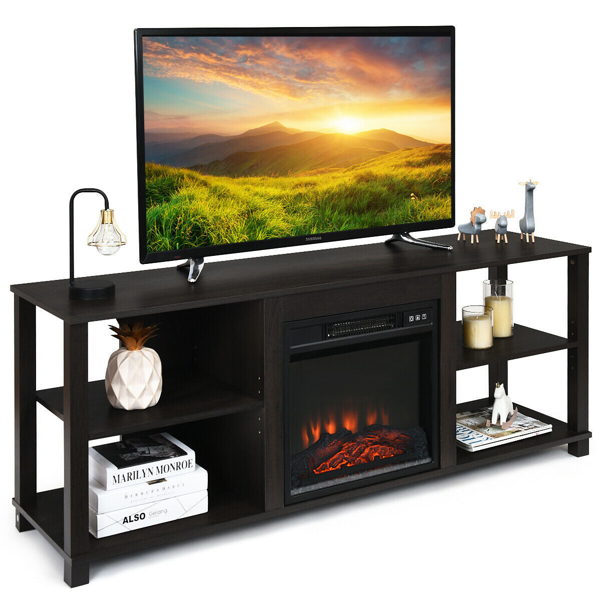 Versatile 2-Tier TV Storage Console with Customizable Shelving and Spacious Design