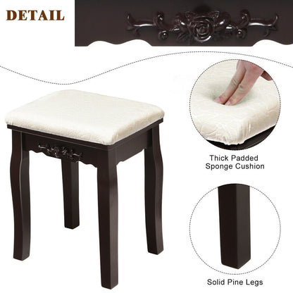 Makeup Vanity with Dimmable LED Lights, Storage Drawers, 360° Mirror and Stool – Brown