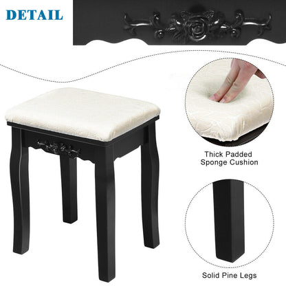 Makeup Vanity with Dimmable LED Lights, Storage Drawers, 360° Mirror and Stool – Black