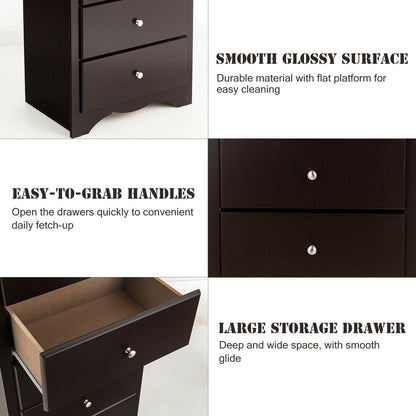 Modern 6 Drawer Bedroom Dresser Cabinet with Vertical Storage – Brown