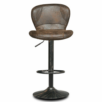 Set of 2 Adjustable Swivel Bar Stools with Vintage Style Upholstered Seats in Hot Stamping Cloth