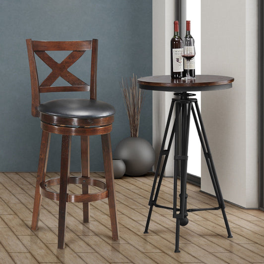 Swivel Counter Height Bar Stool with Upholstered PVC Cushion and X Back 29 Inch