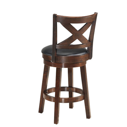 Swivel Counter Height Bar Stool with Upholstered PVC Cushion and X Back 24 Inch