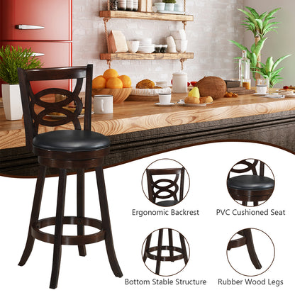 29 Inch Swivel Counter Height Dining Chair with Upholstered Cushion Seat