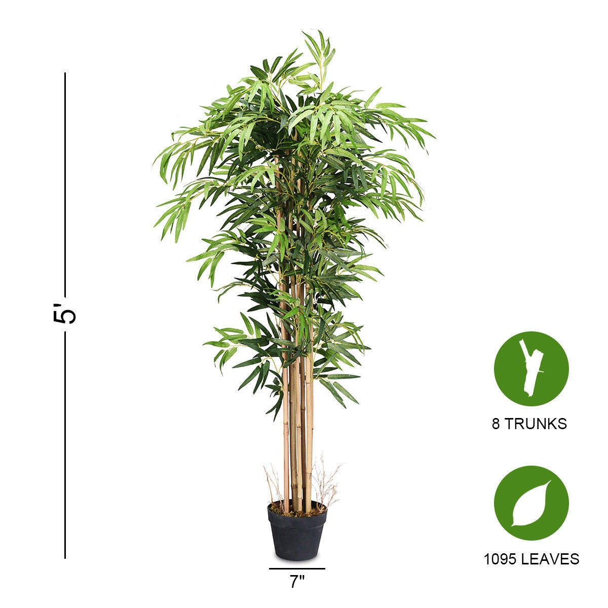 Elegant 5' Artificial Bamboo Tree with Silk Foliage for Indoor & Outdoor Spaces