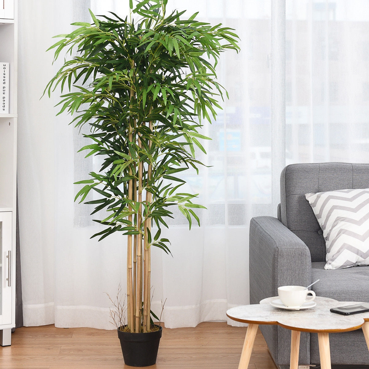 Elegant 5' Artificial Bamboo Tree with Silk Foliage for Indoor & Outdoor Spaces