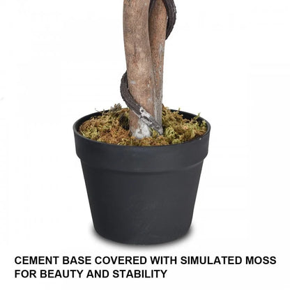 Realistic 5.5' Artificial Ficus Silk Tree with Natural Wooden Trunks