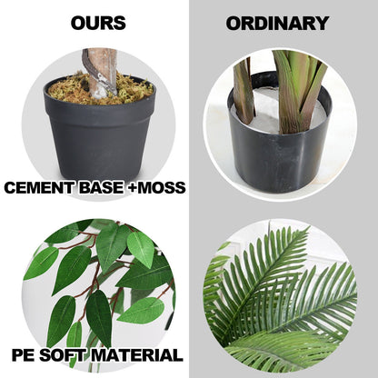 Realistic 5.5' Artificial Ficus Silk Tree with Natural Wooden Trunks