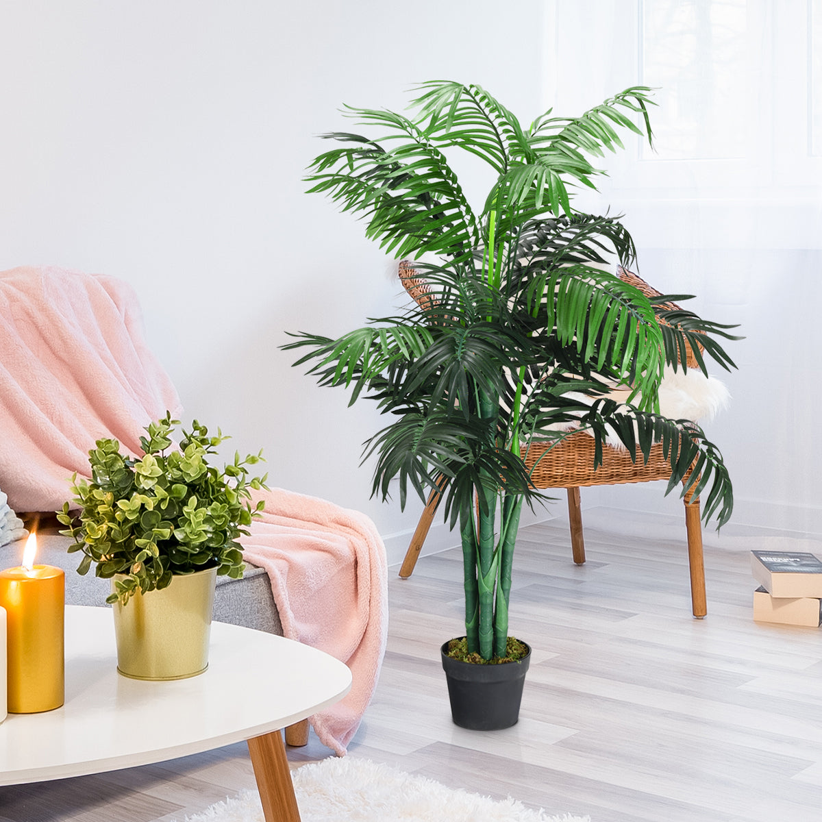 Realistic 3.5 ft. Artificial Areca Palm Tree in a Stylish Basket