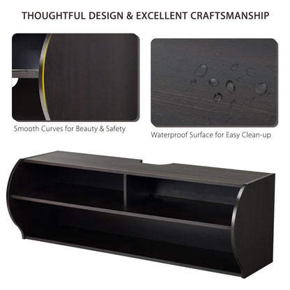 Sleek Wall Mounted Display and Storage Shelf with Open Tiers – Brown
