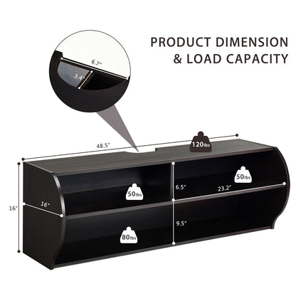 Sleek Wall Mounted Display and Storage Shelf with Open Tiers – Brown