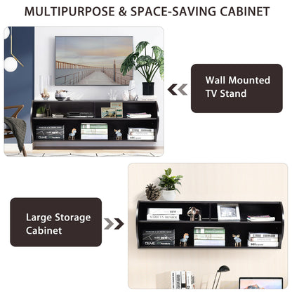 Sleek Wall Mounted Display and Storage Shelf with Open Tiers – Brown