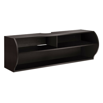 Sleek Wall Mounted Display and Storage Shelf with Open Tiers – Brown