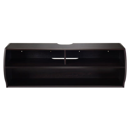 Sleek Wall Mounted Display and Storage Shelf with Open Tiers – Brown