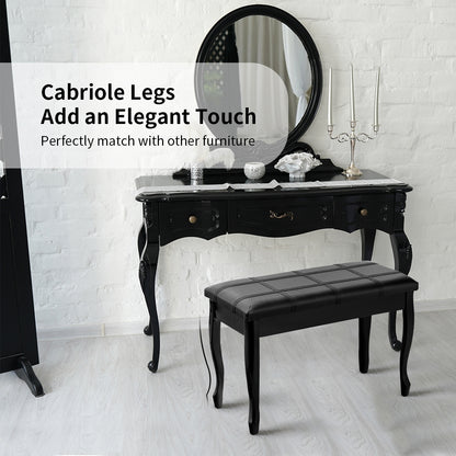 Classic Piano Bench with Storage Compartment and PU Leather Cushion - Black