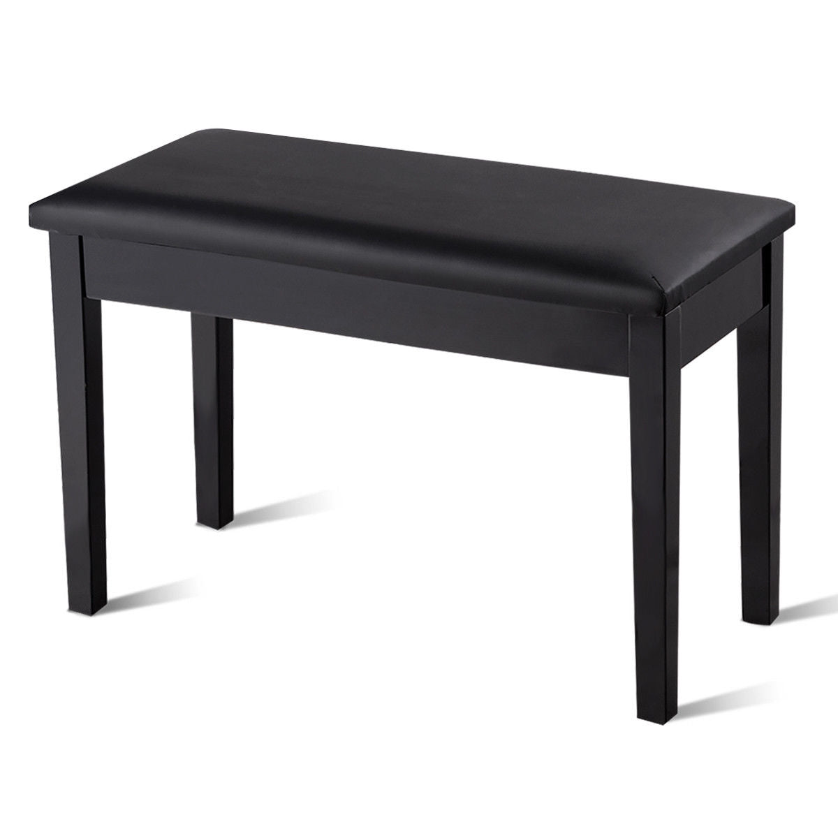 Comfortable PU Leather Piano Bench with Sturdy Solid Wood Base for Keyboard - Black
