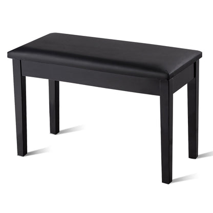 Comfortable PU Leather Piano Bench with Sturdy Solid Wood Base for Keyboard - Black