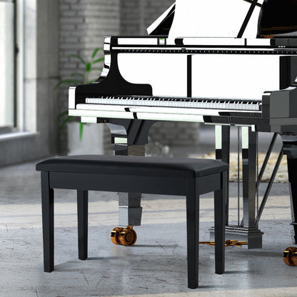 Comfortable PU Leather Piano Bench with Sturdy Solid Wood Base for Keyboard - Black