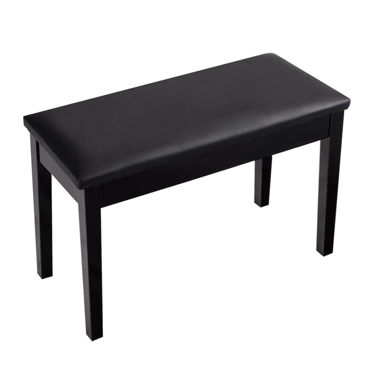 Comfortable PU Leather Piano Bench with Sturdy Solid Wood Base for Keyboard - Black