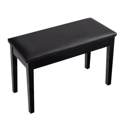 Comfortable PU Leather Piano Bench with Sturdy Solid Wood Base for Keyboard - Black