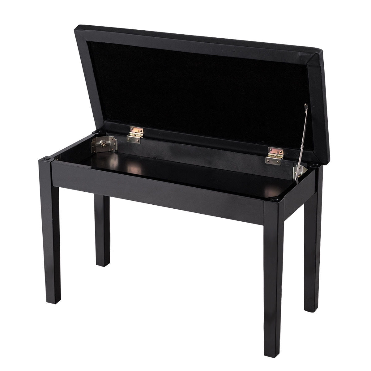 Comfortable PU Leather Piano Bench with Sturdy Solid Wood Base for Keyboard - Black