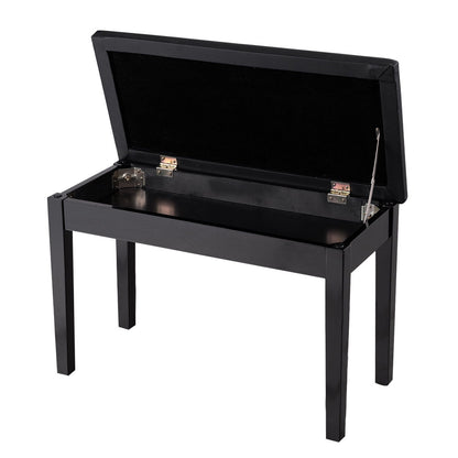 Comfortable PU Leather Piano Bench with Sturdy Solid Wood Base for Keyboard - Black