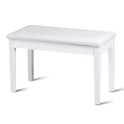 Comfortable PU Leather Piano Bench with Sturdy Solid Wood Base for Keyboard - White