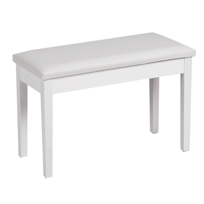 Comfortable PU Leather Piano Bench with Sturdy Solid Wood Base for Keyboard - White