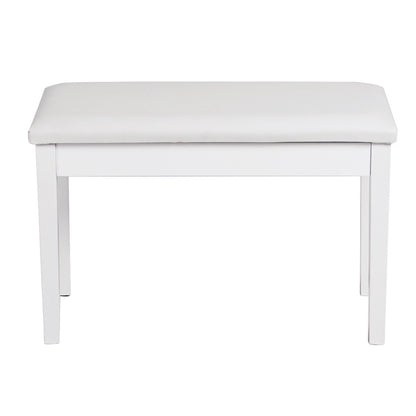 Comfortable PU Leather Piano Bench with Sturdy Solid Wood Base for Keyboard - White